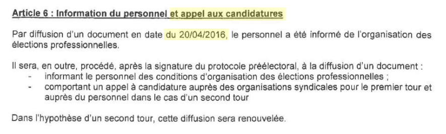 Information sur les élections