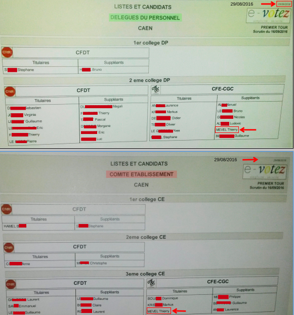 Liste des candidats affichée le 29 août 2016