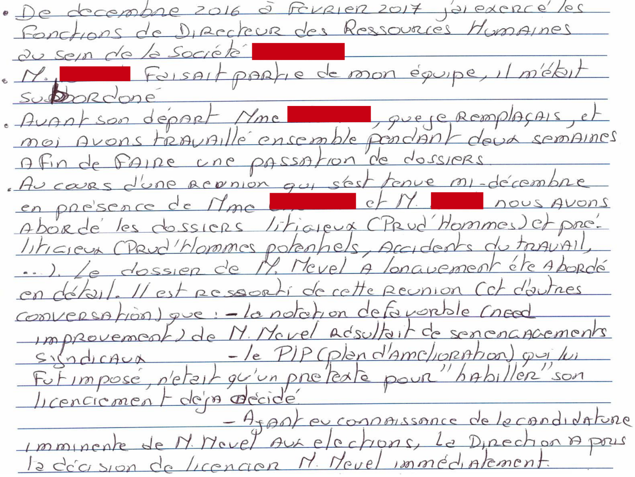 Attestation du DRH